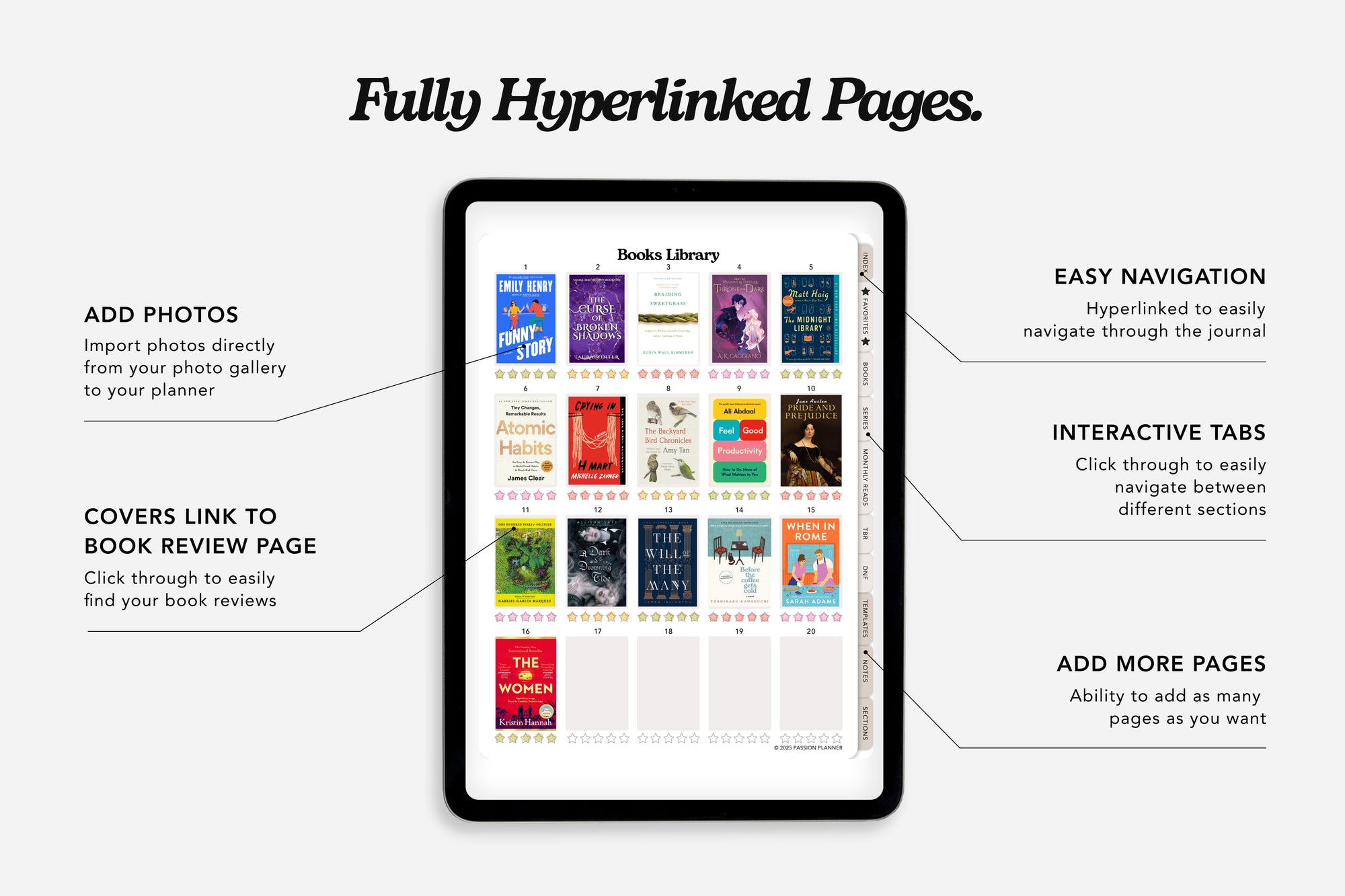 Digital Reading Journal: Fully Hyperlinked Pages
