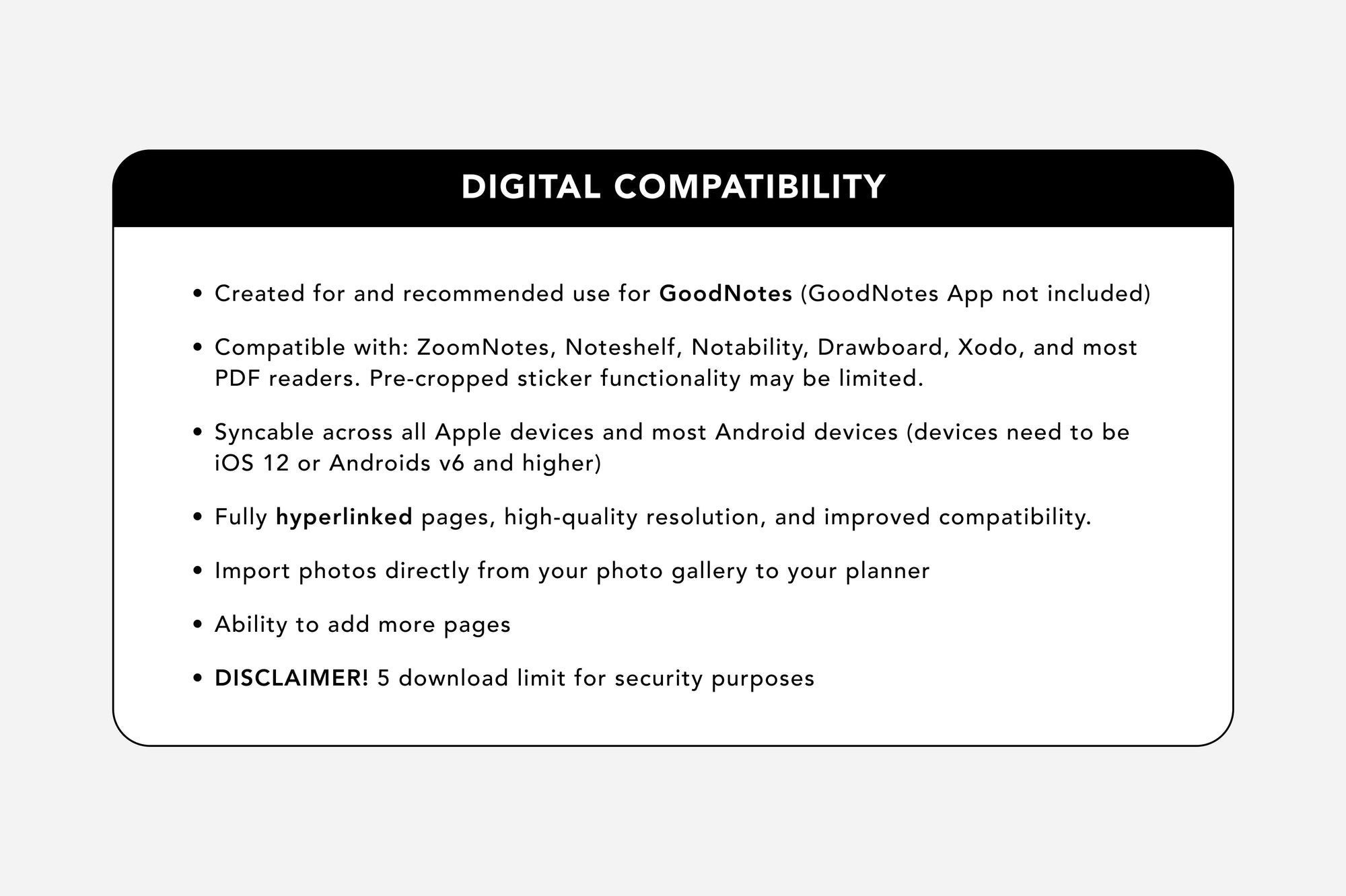 Digital Reading Journal: Digital Compatability