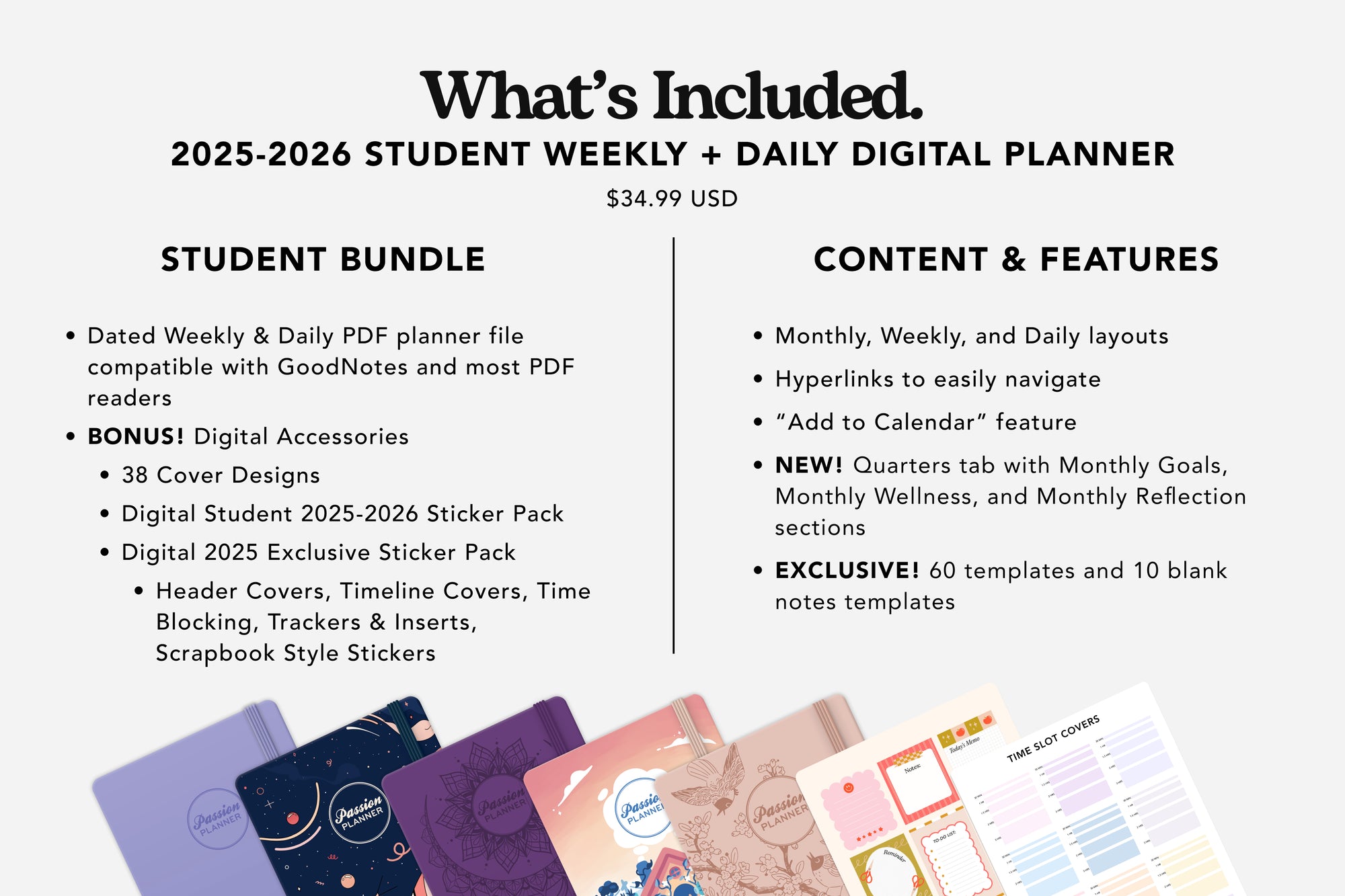 2025-2026 digital student planner what's included