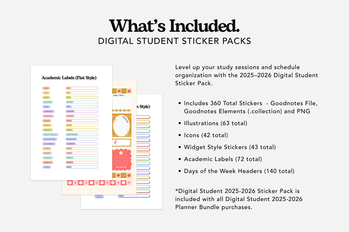 Digital Student 2025-2026 Sticker Pack | Passion Planner