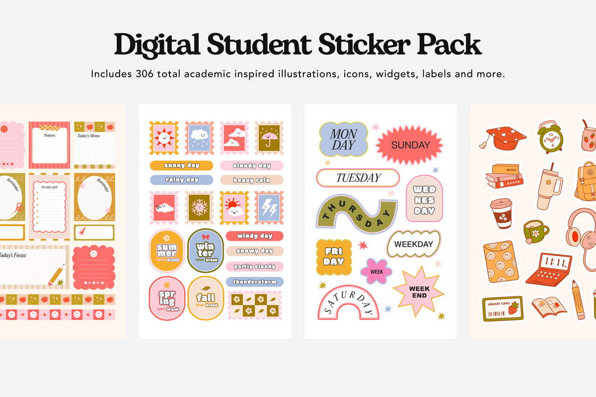 Sticker Card Student Digital Student 2025-2026 Sticker Pack | Passion Planner