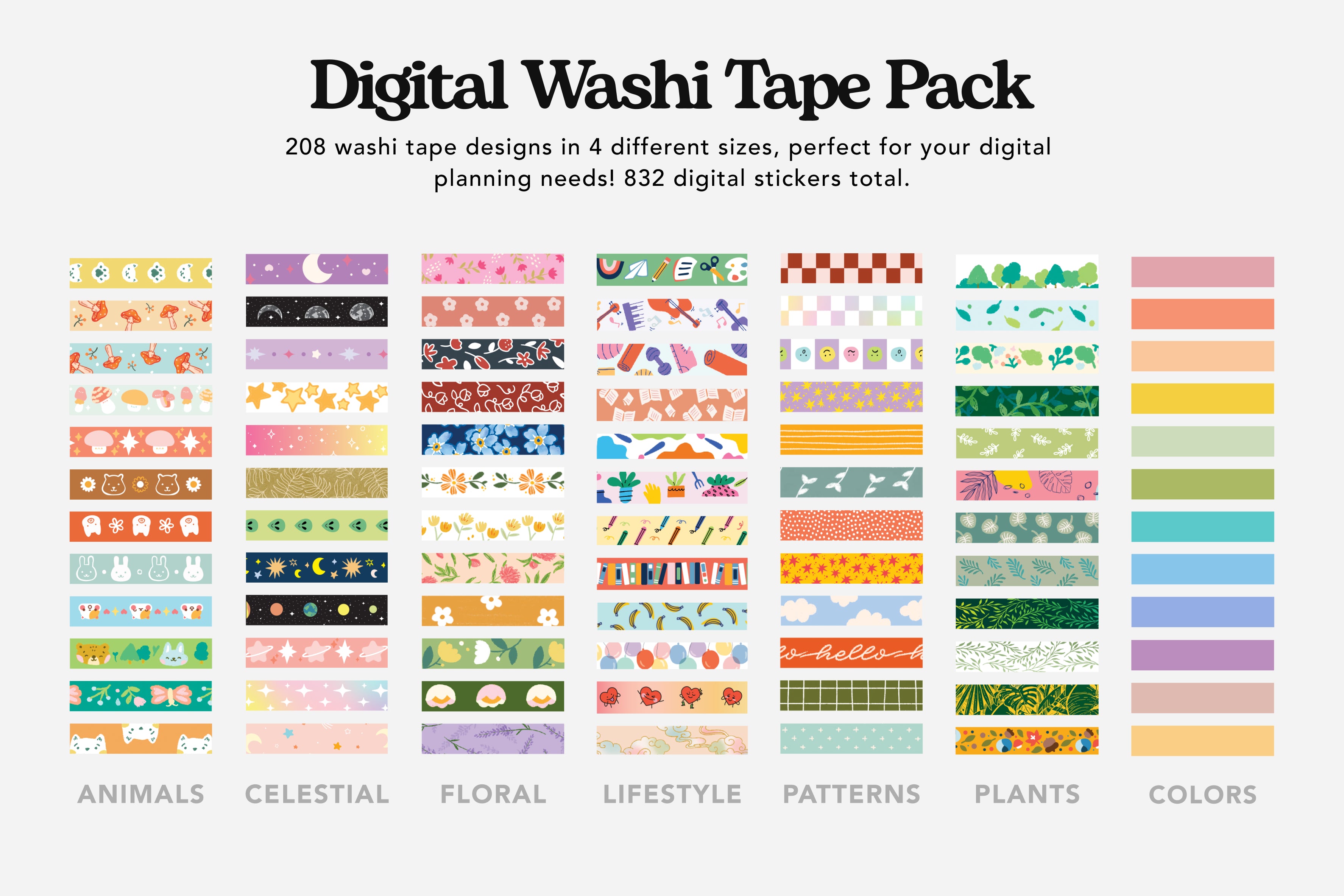 Digital Washi Tape Sticker Pack