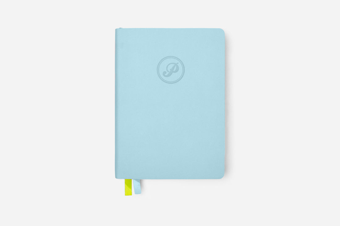 dreamy blue bullet journal front cover