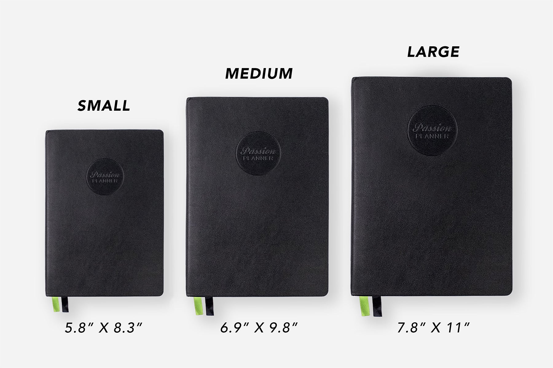 elite black mid-year weekly planner size comparison