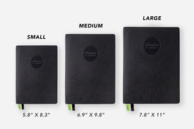elite black mid-year weekly planner size comparison