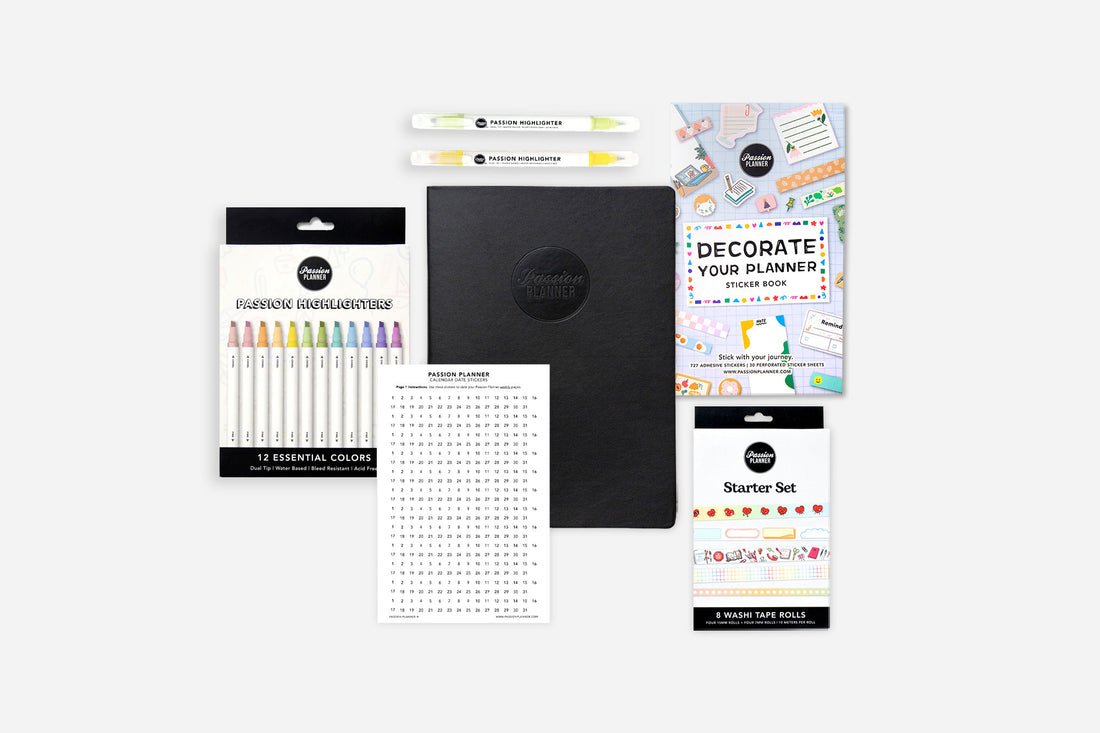 Elite Black Weekly Undated Planner Bundle - Passion Planner