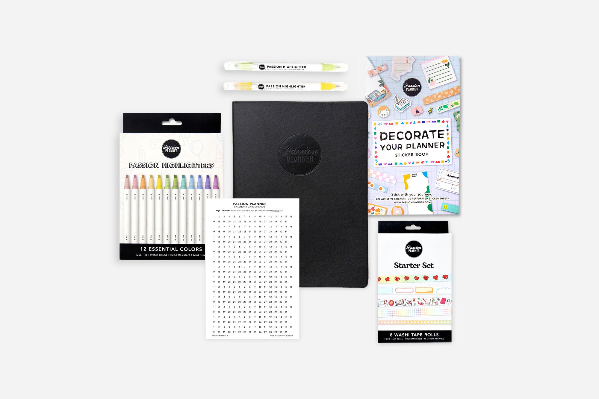 Elite Black Weekly Undated Planner Bundle - Passion Planner