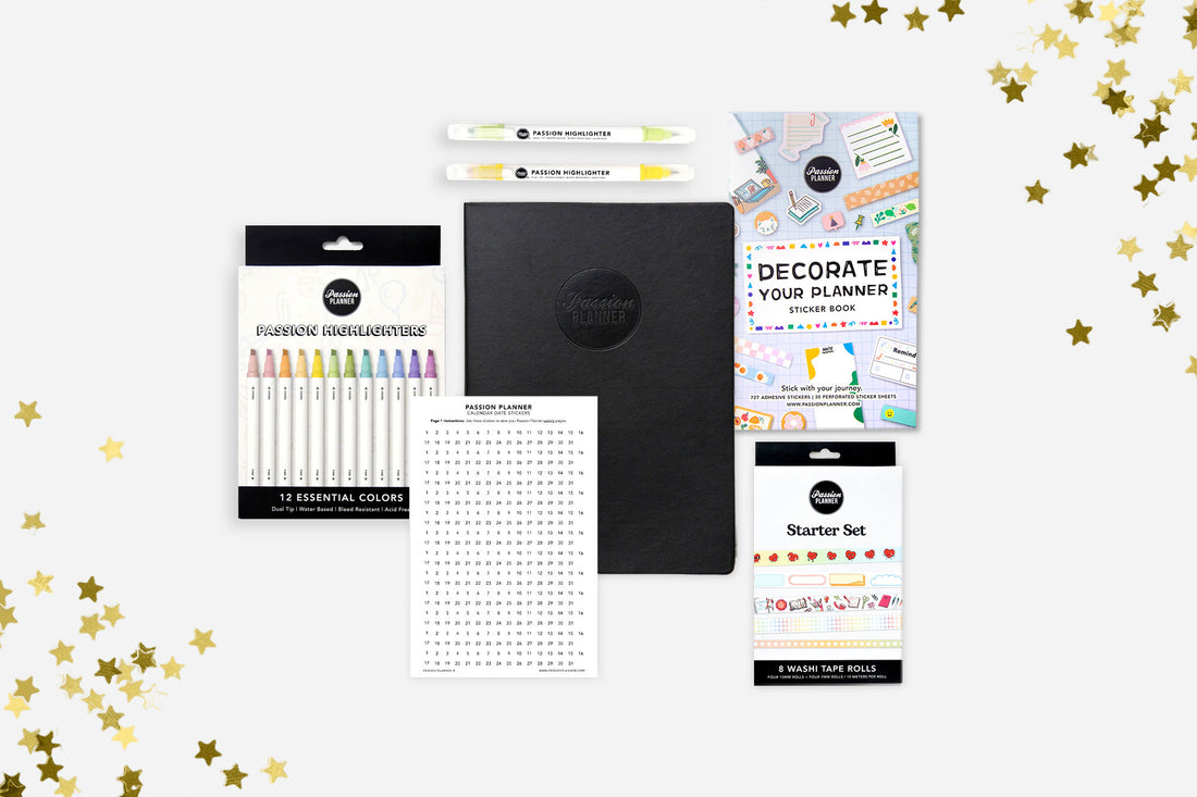 Elite Black Weekly Undated Planner Bundle - Passion Planner