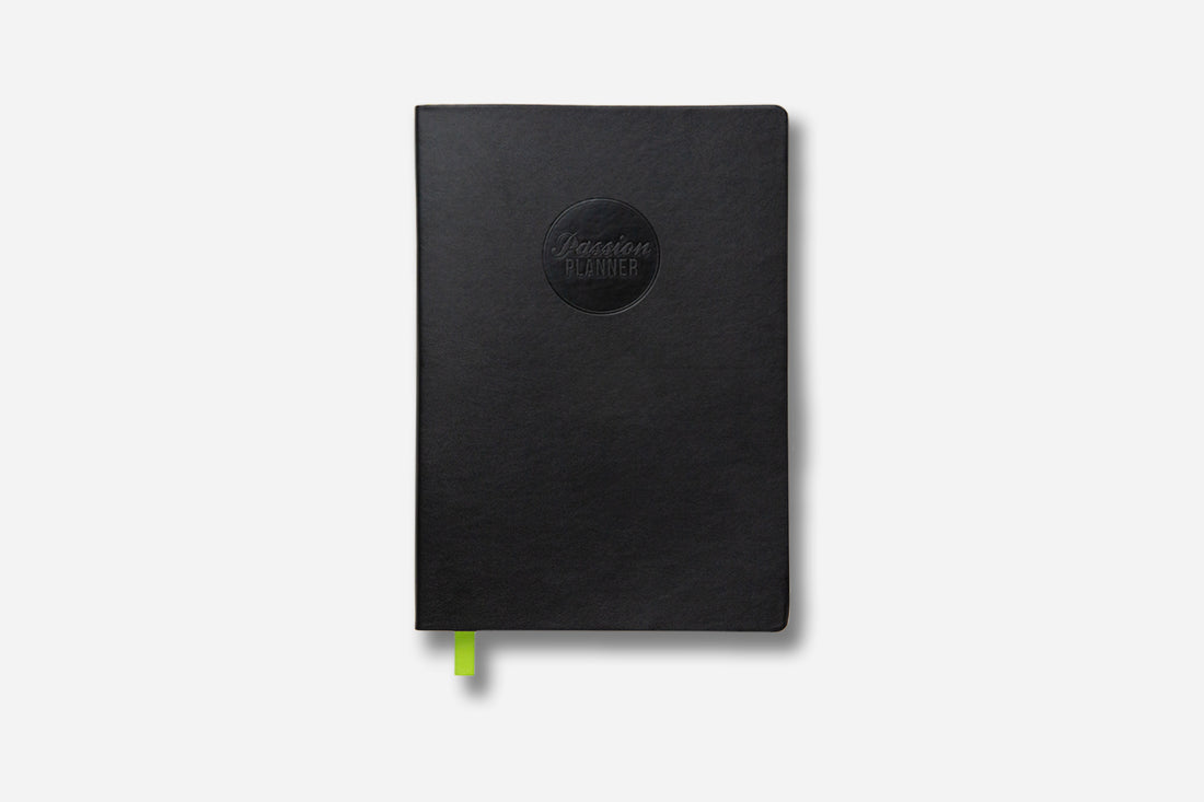elite black undated weekly planner cover