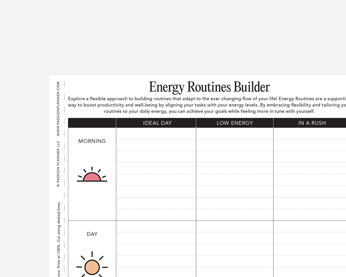 Energy Routines Builder | Free Printable | Passion Planner