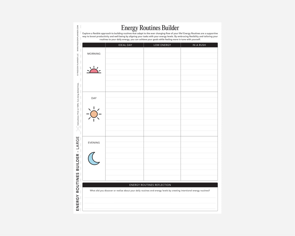Energy Routines Builder | Free Printable | Passion Planner
