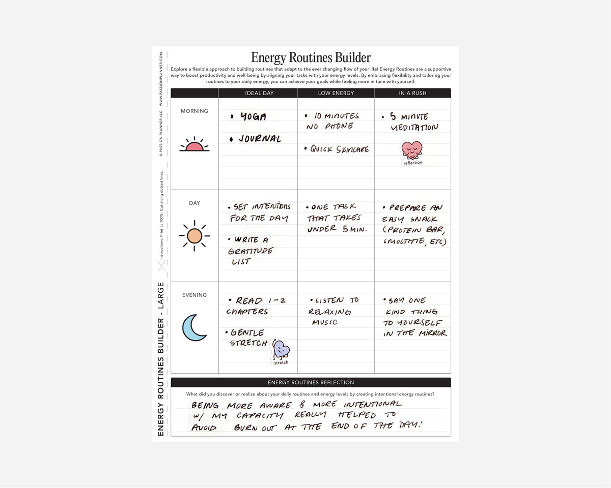 Energy Routines Builder | Free Printable | Passion Planner