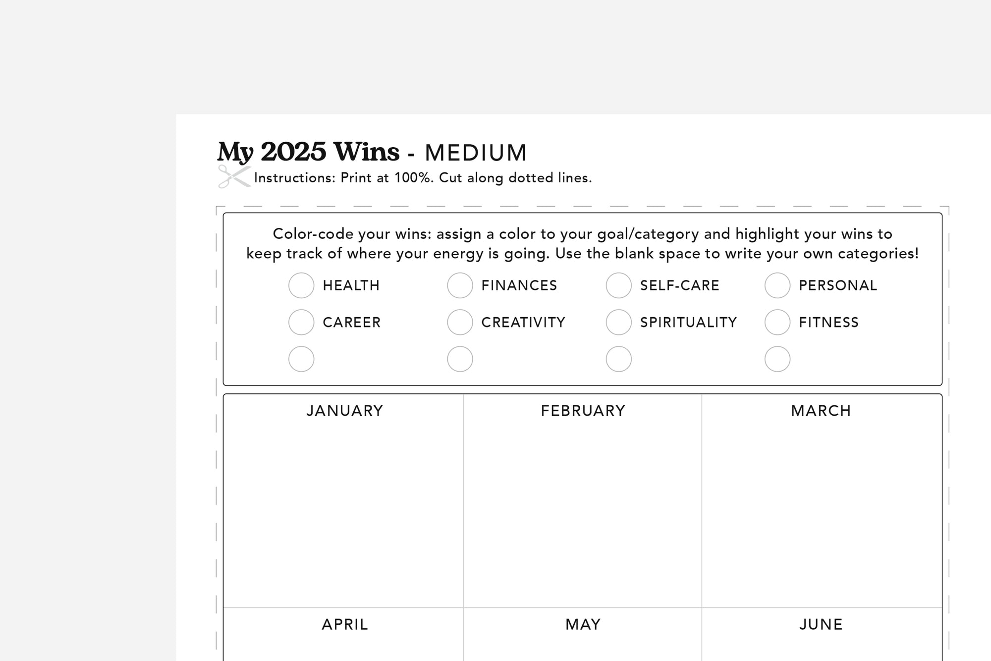 my 2025 wins template