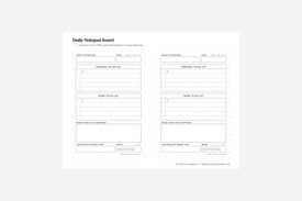 daily notepad insert sample layout