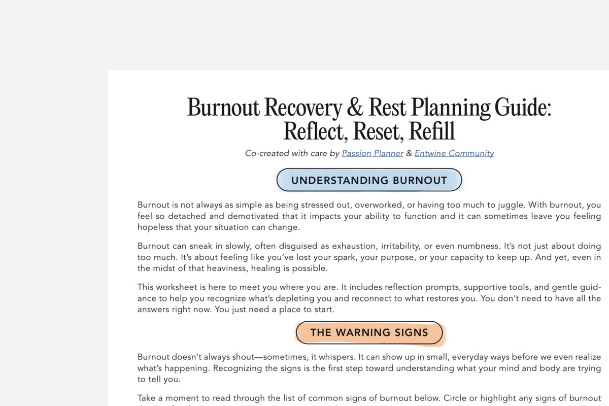 Burnout Recovery & Rest Planning Guide | Free Printable | Passion Planner