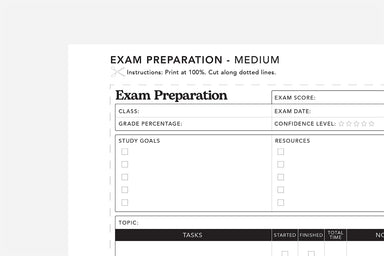 exam preparation printable