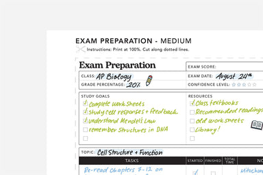 exam preparation printable details