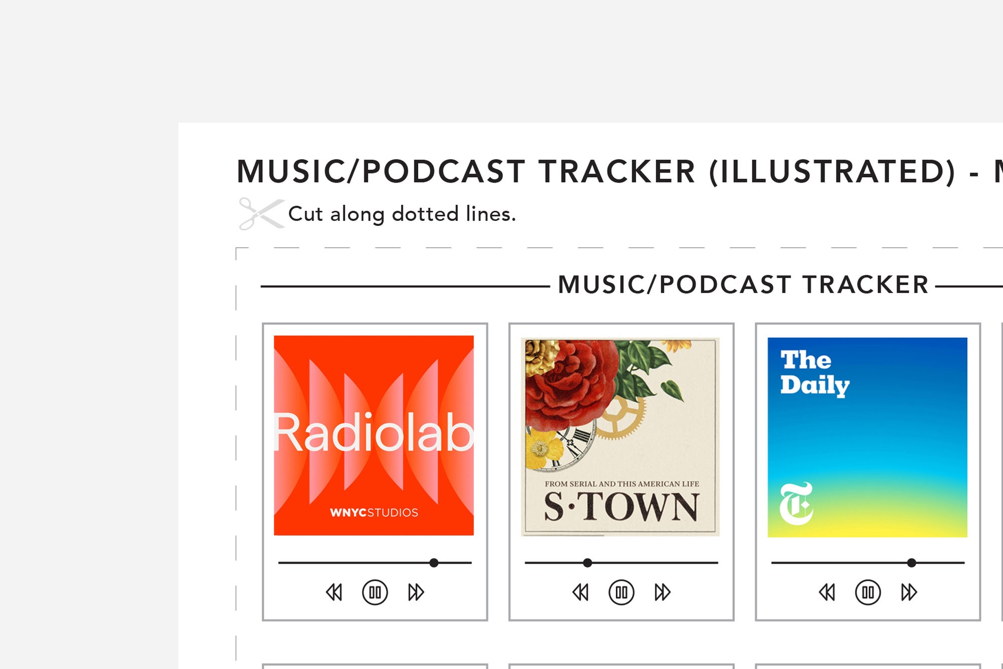 Movie, TV Show, Music, and Podcast Tracker PDFs