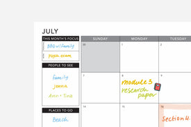 july monthly calendar filled out