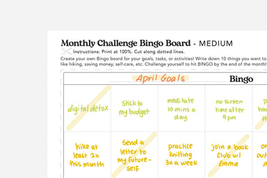 April monthly challenge bingo board