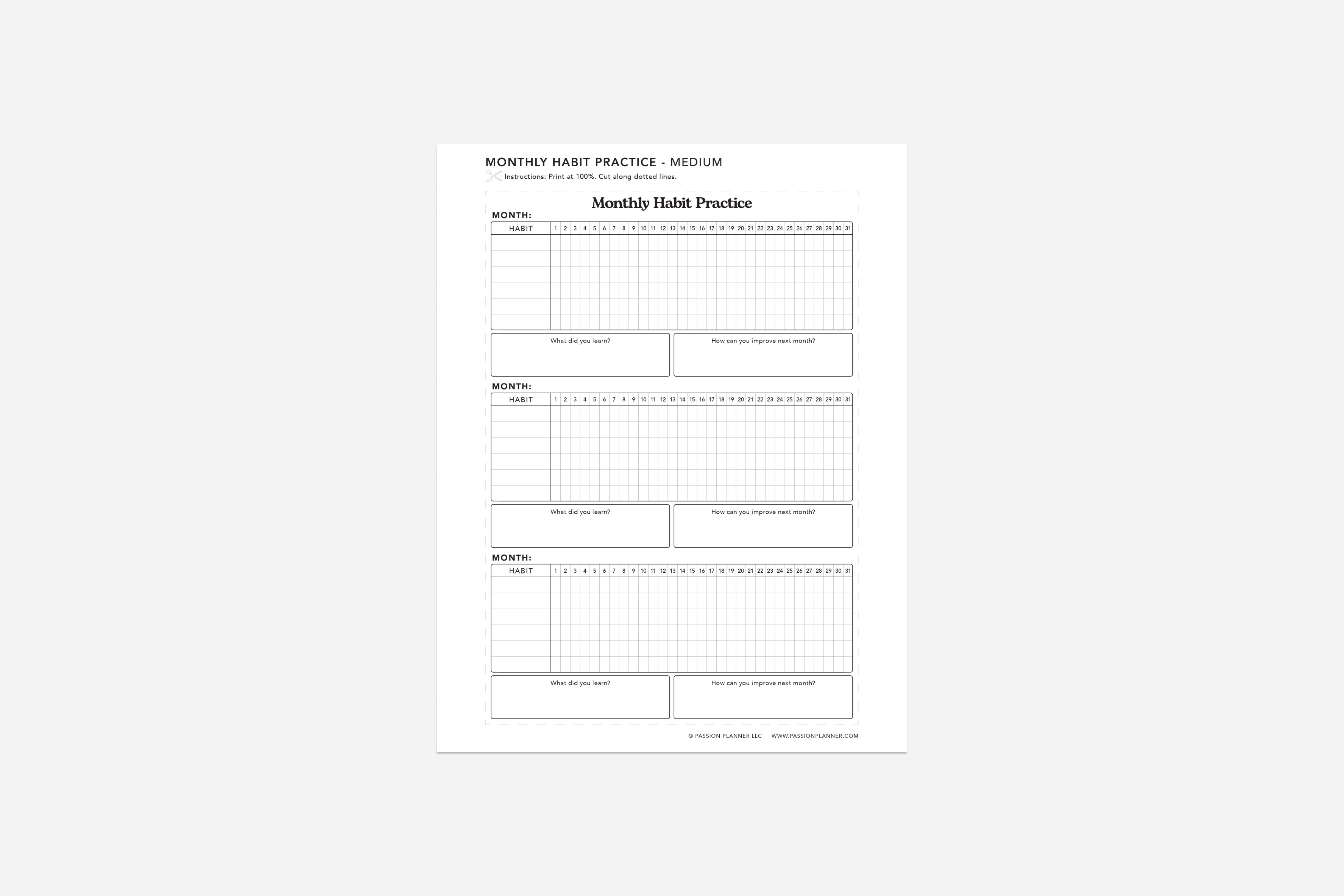 monthly habit trackers for the quarter