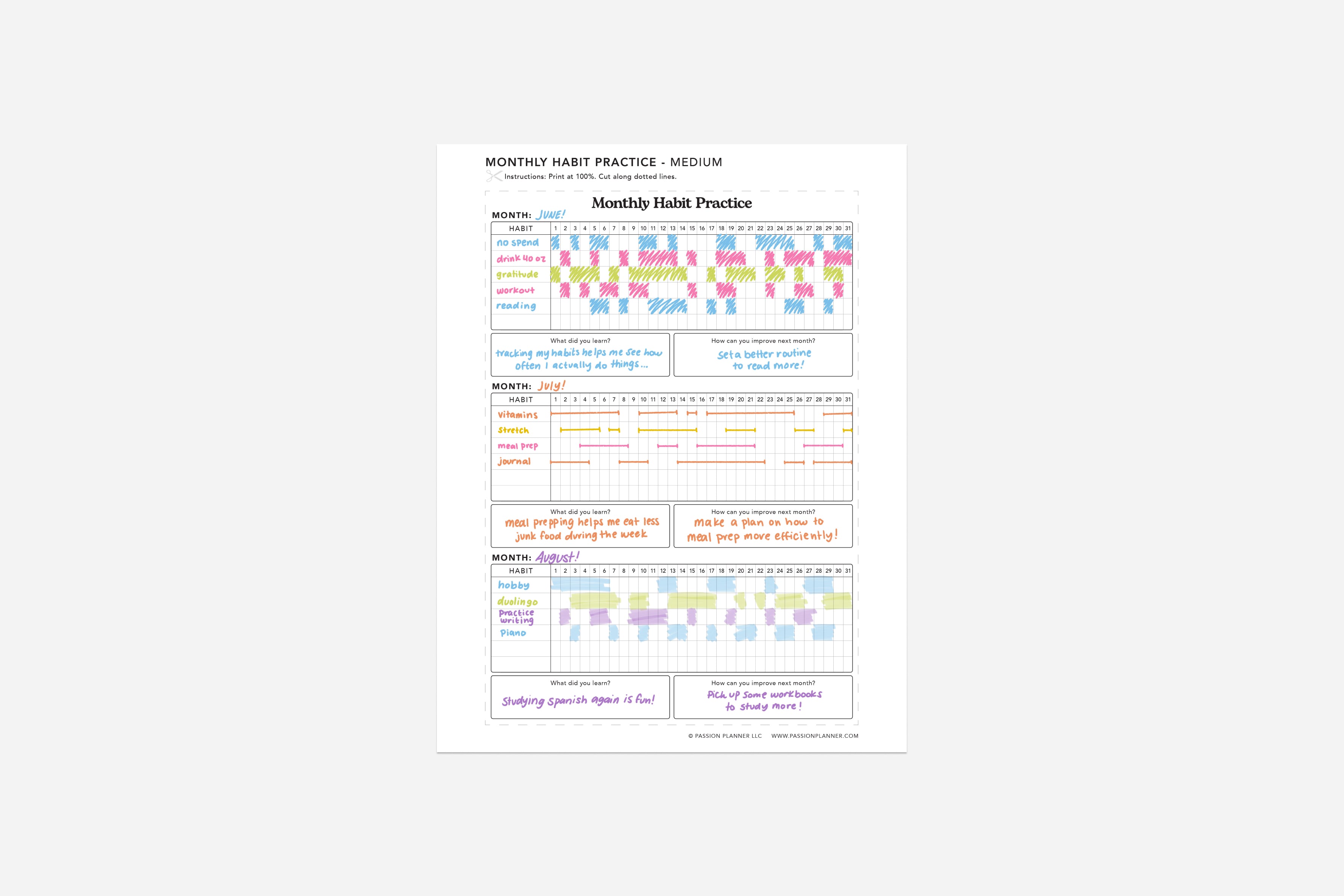 monthly habit tracker examples