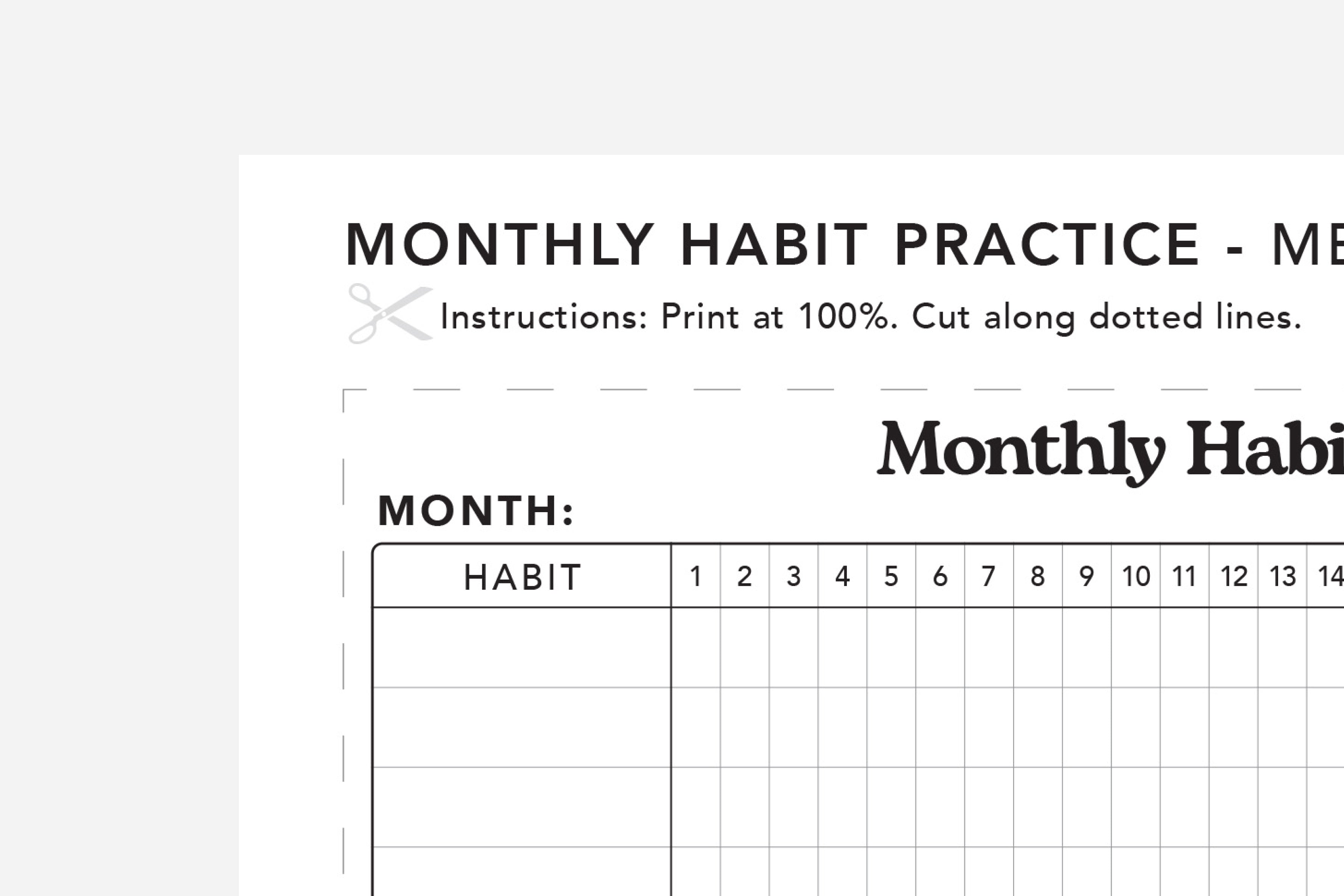 monthly habit practice closeup