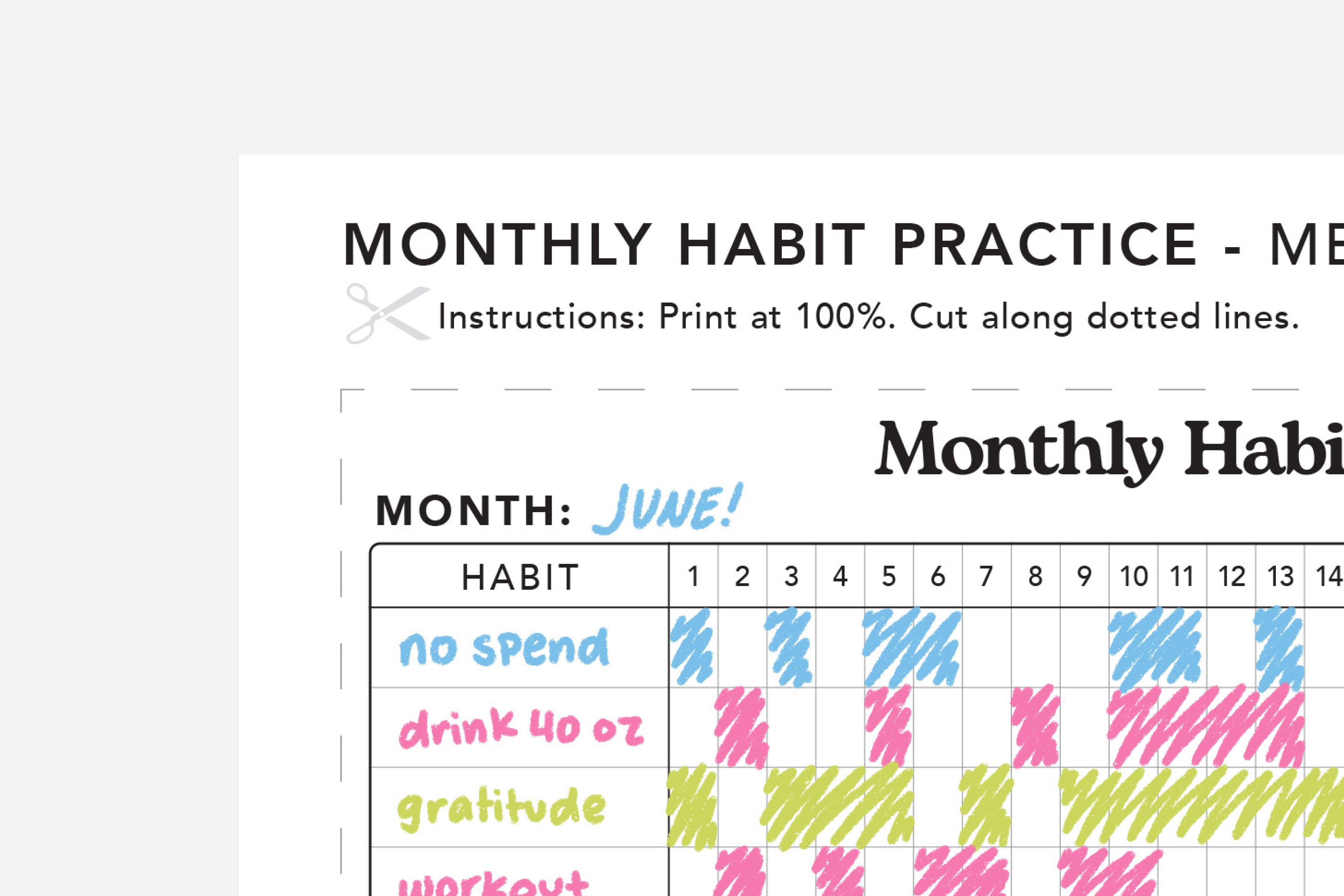 monthly habit practice example