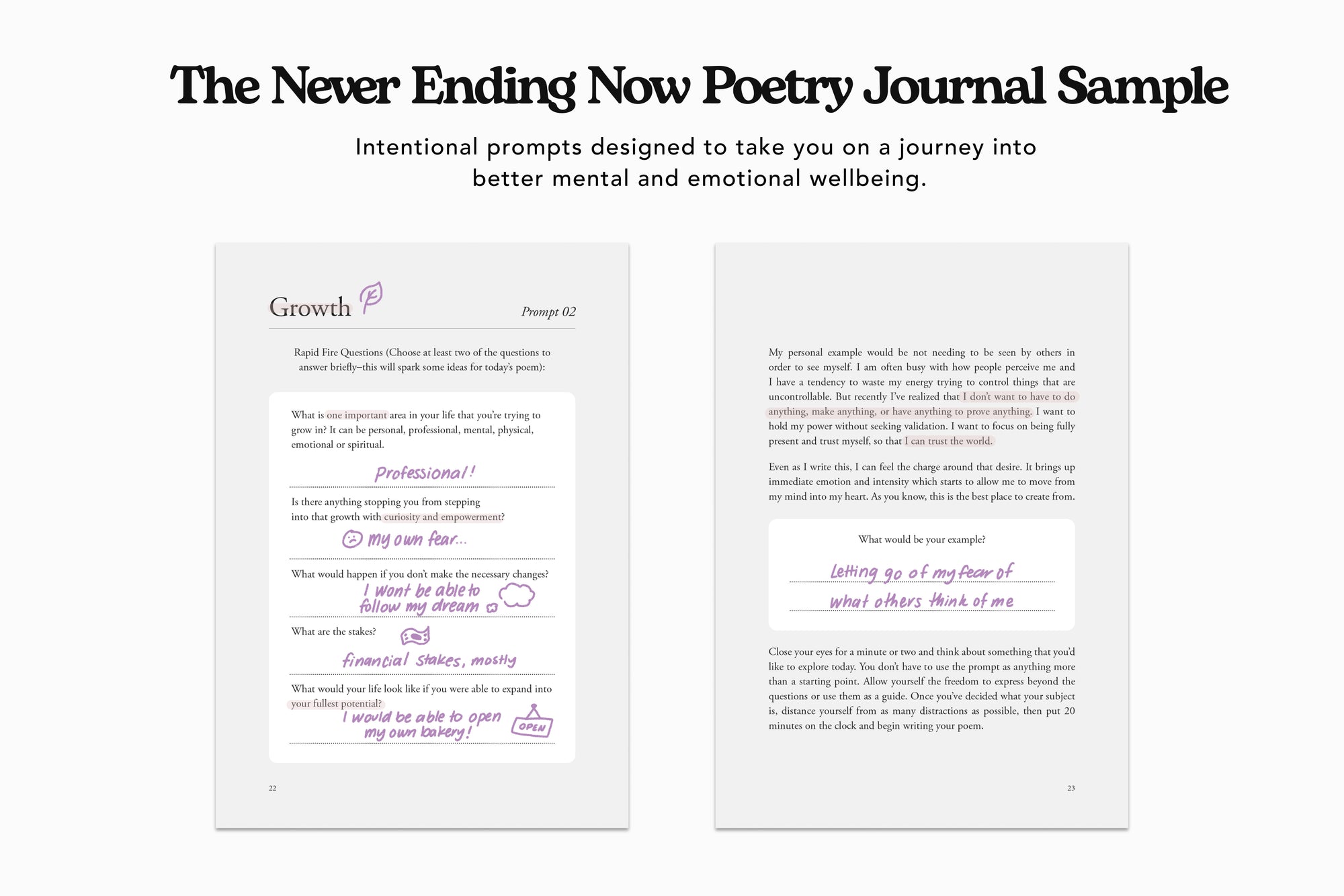 filled in growth self reflection prompts