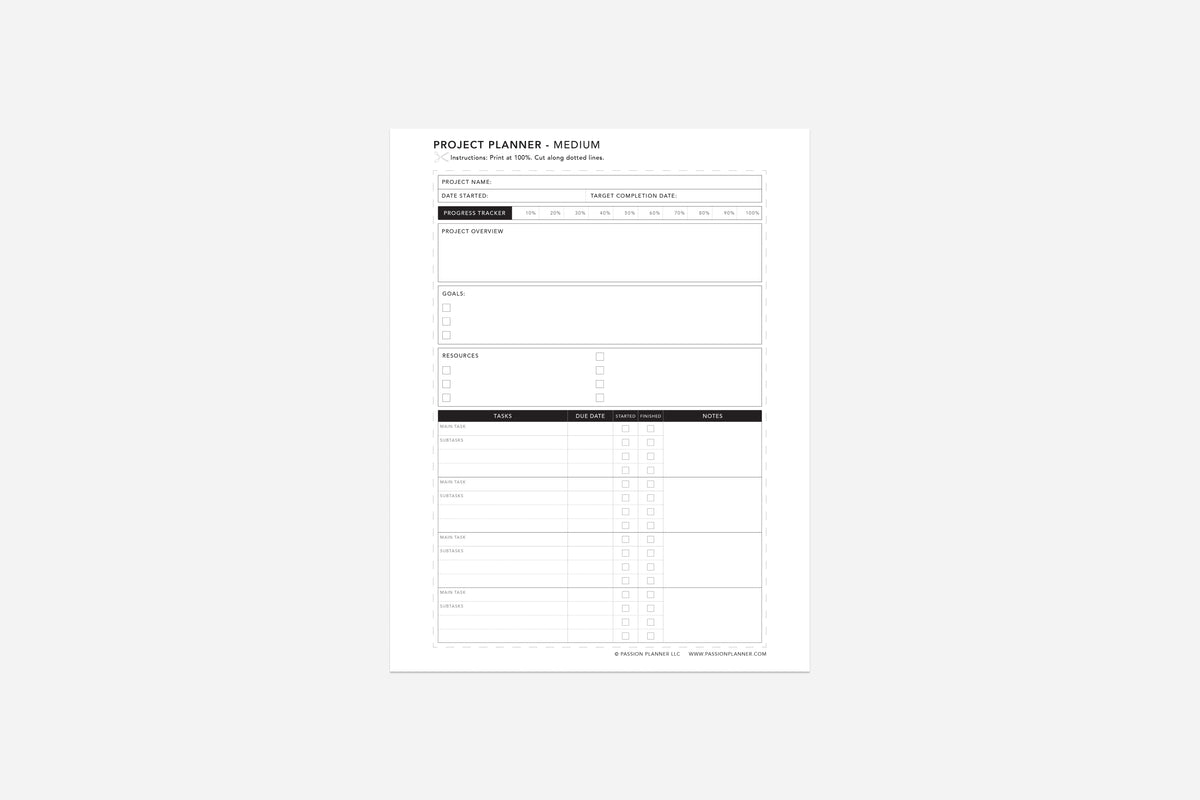 Map Printable Project Project Planner Printable PDF | Free Printable | Passion Planner