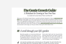 Cover page of 'The Gentle Growth Guide' worksheet on a white background
