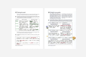 Two pages from The Gentle Growth Guide with text and bullet points on a white background.