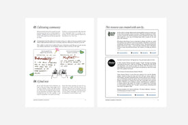 Two pages from The Gentle Growth Guide with text and minimal graphics on a white background.