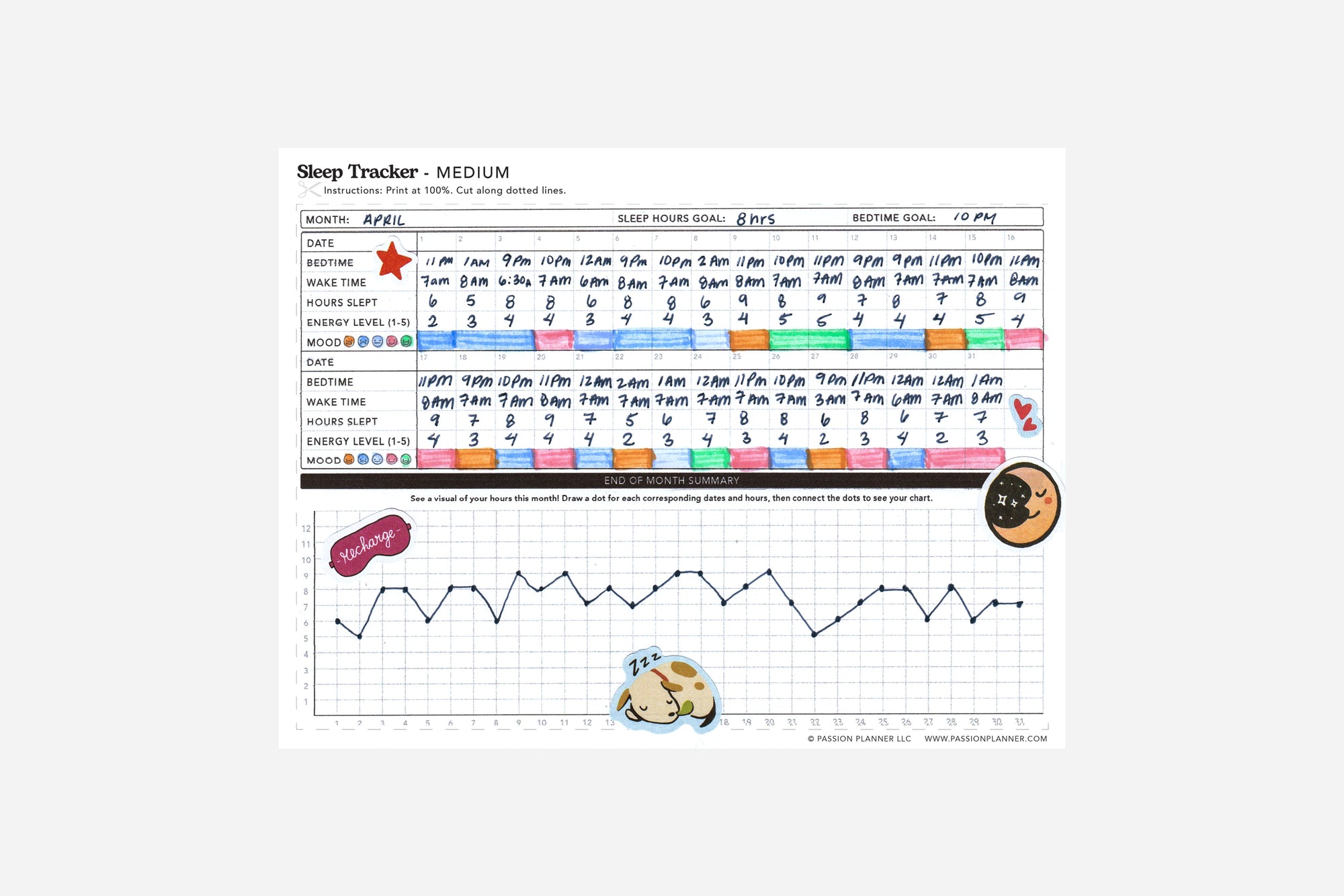 filled in sleep tracker pdf