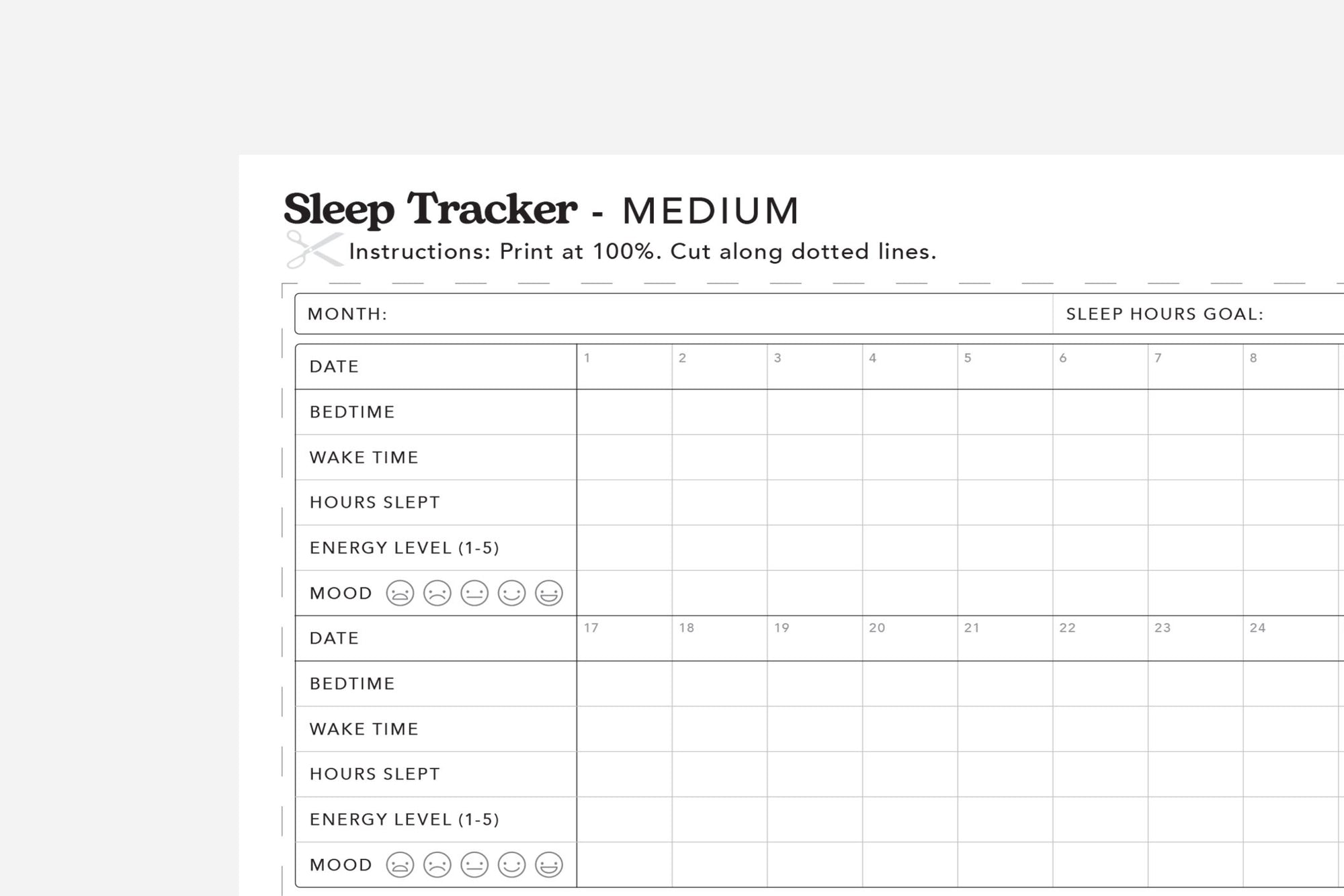 sleep tracker free printable pdf
