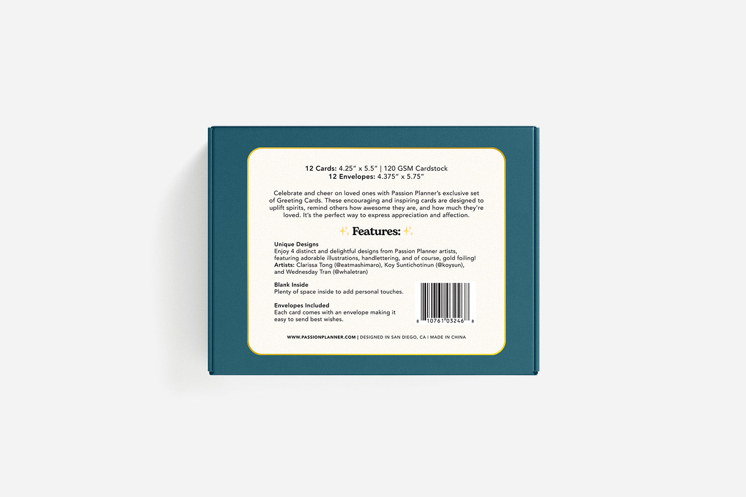 back of greeting card box