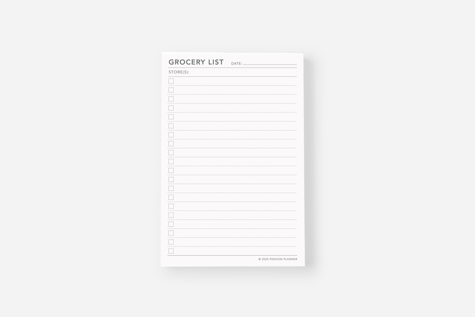 grocery list notepad insert