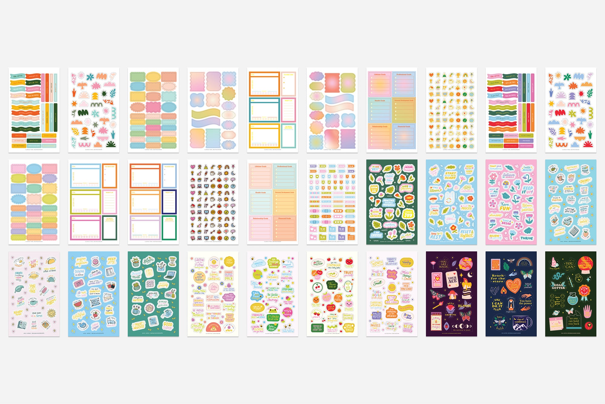 All 30 pages of 'growth & goals' sticker book