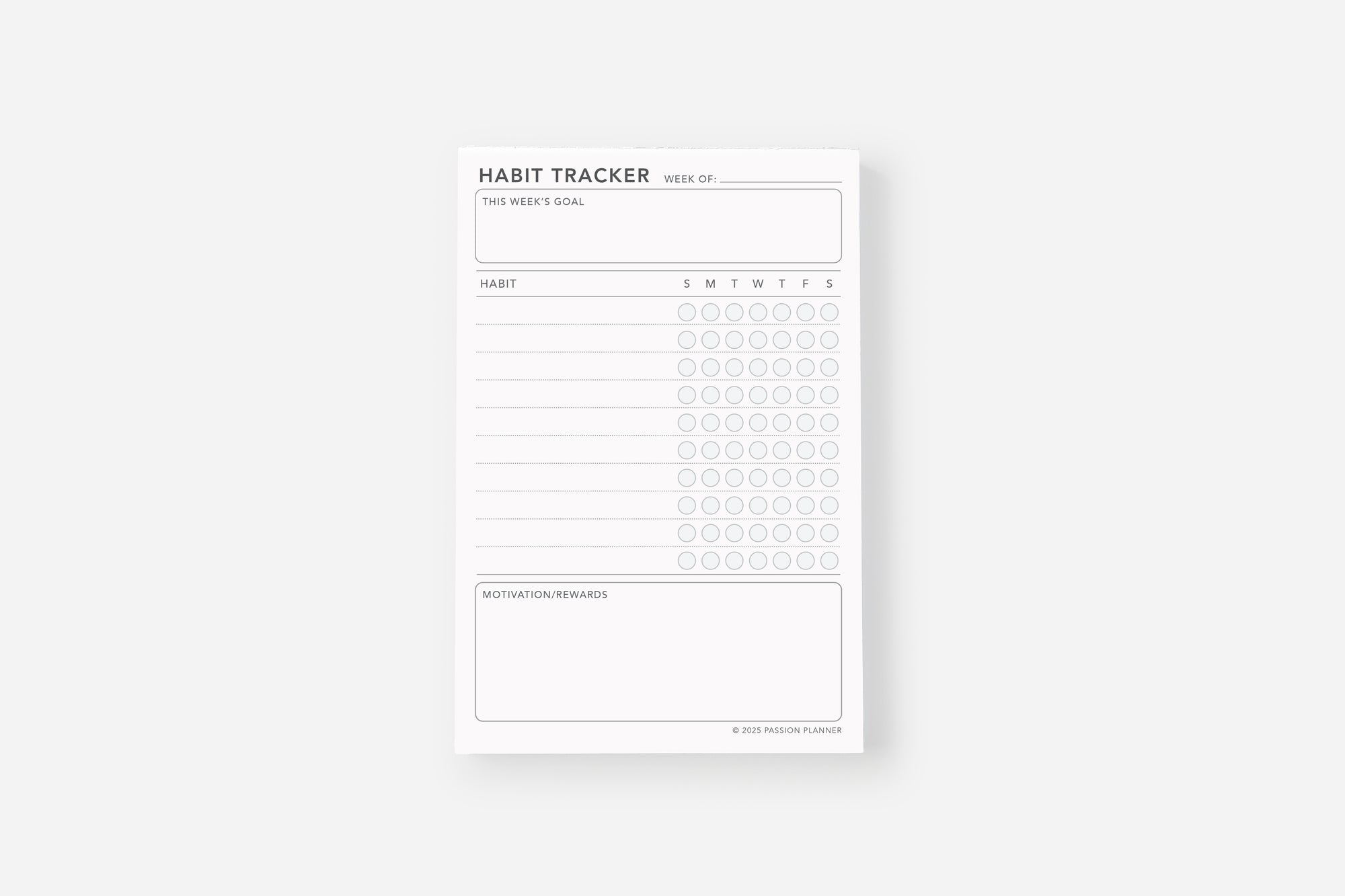 habit tracker notepad insert