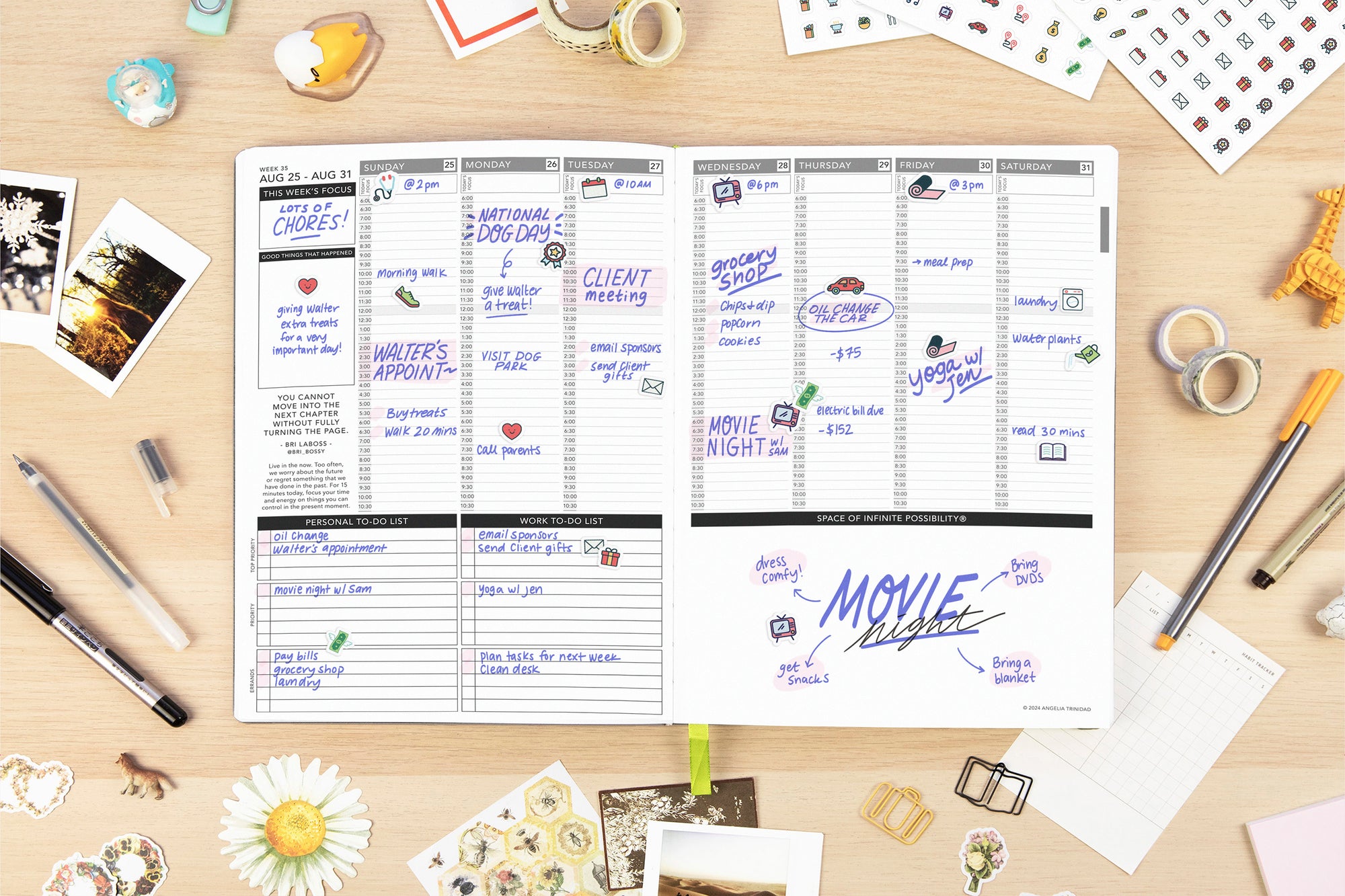 weekly planner with icon stickers
