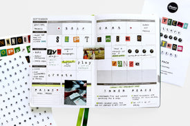 Monthly planner layout with letters stickers