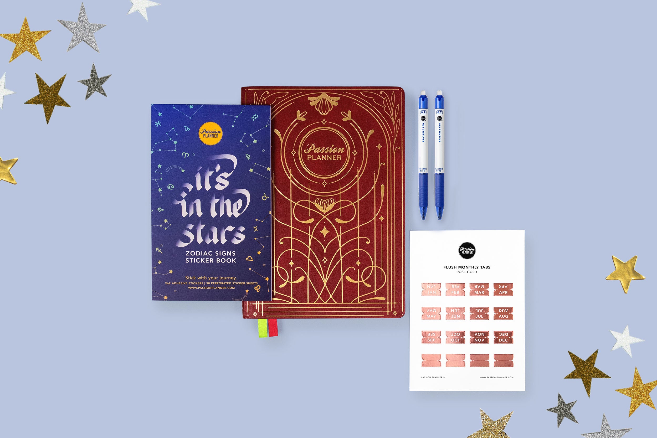 Maroon Gilded Magic Weekly 2025 Planner Bundle