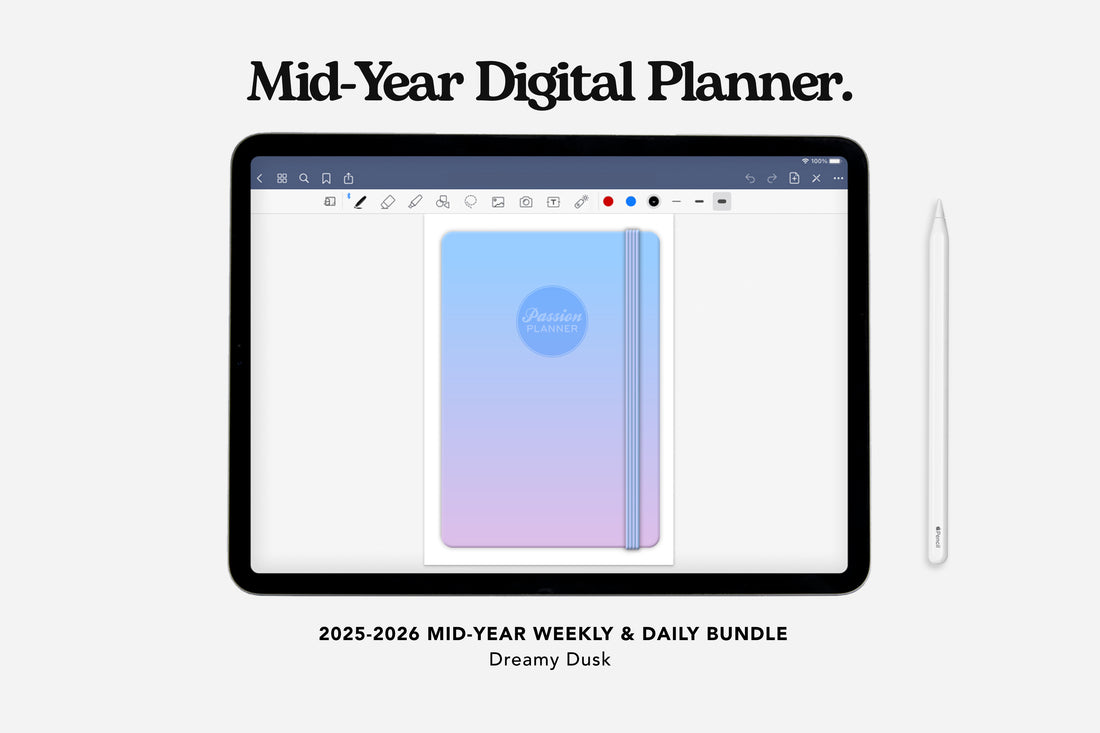 2025-2026 mid-year digital planner dreamy dusk