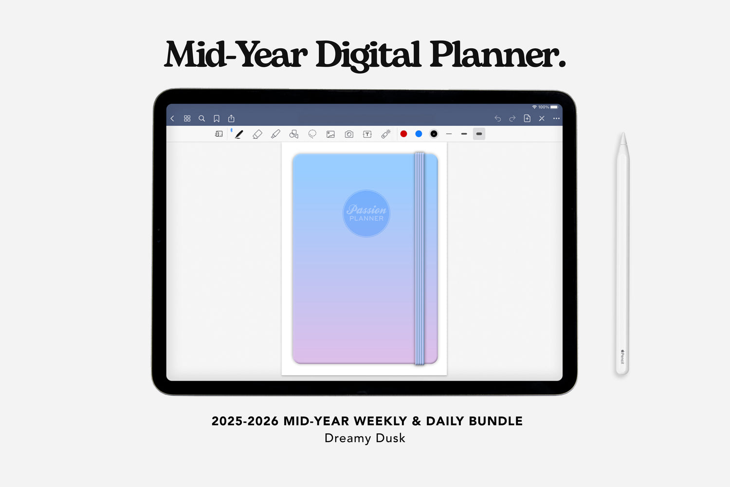 2025-2026 mid-year digital planner dreamy dusk