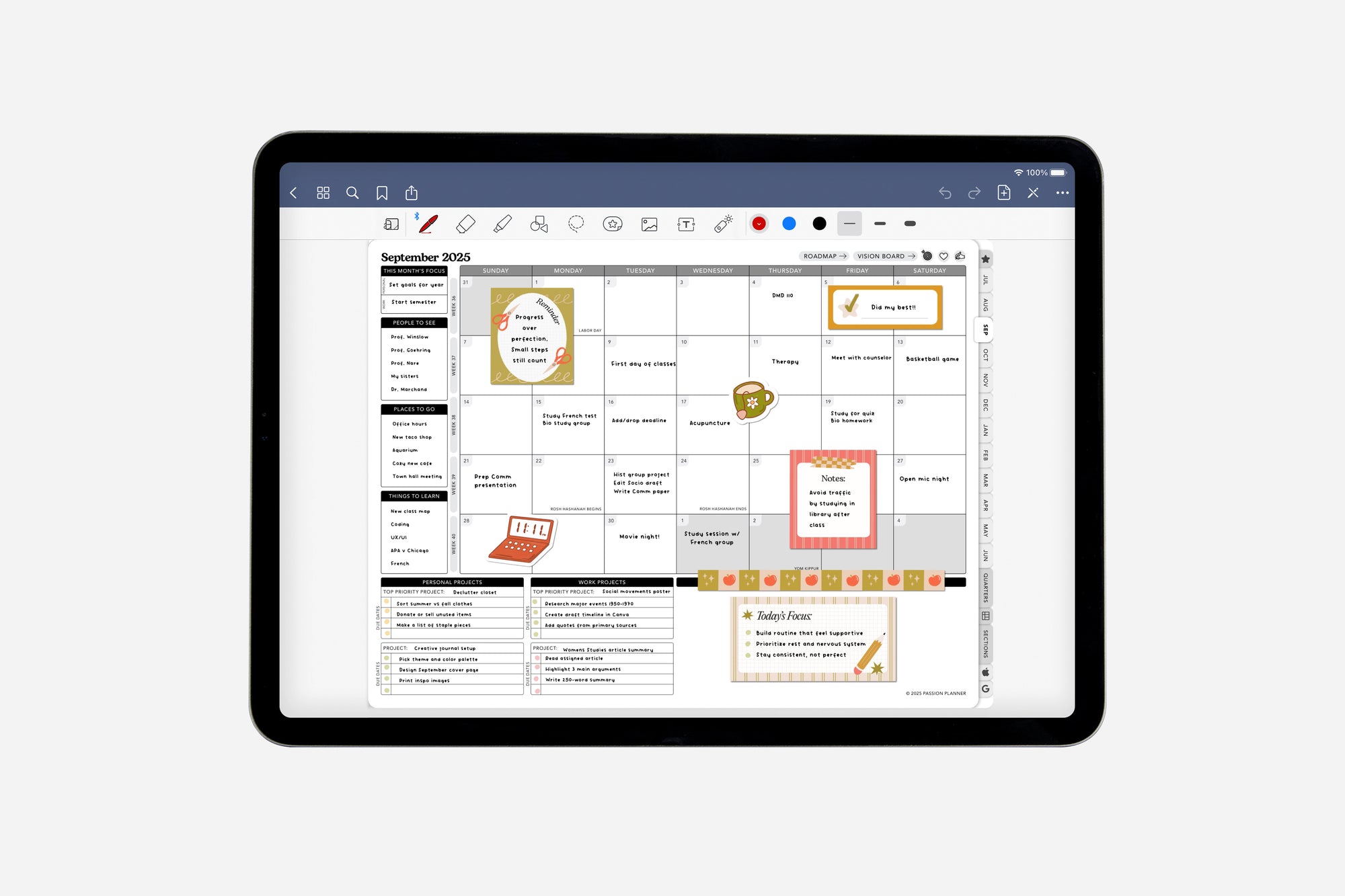 mid-year 2025-2026 digital planner elite black