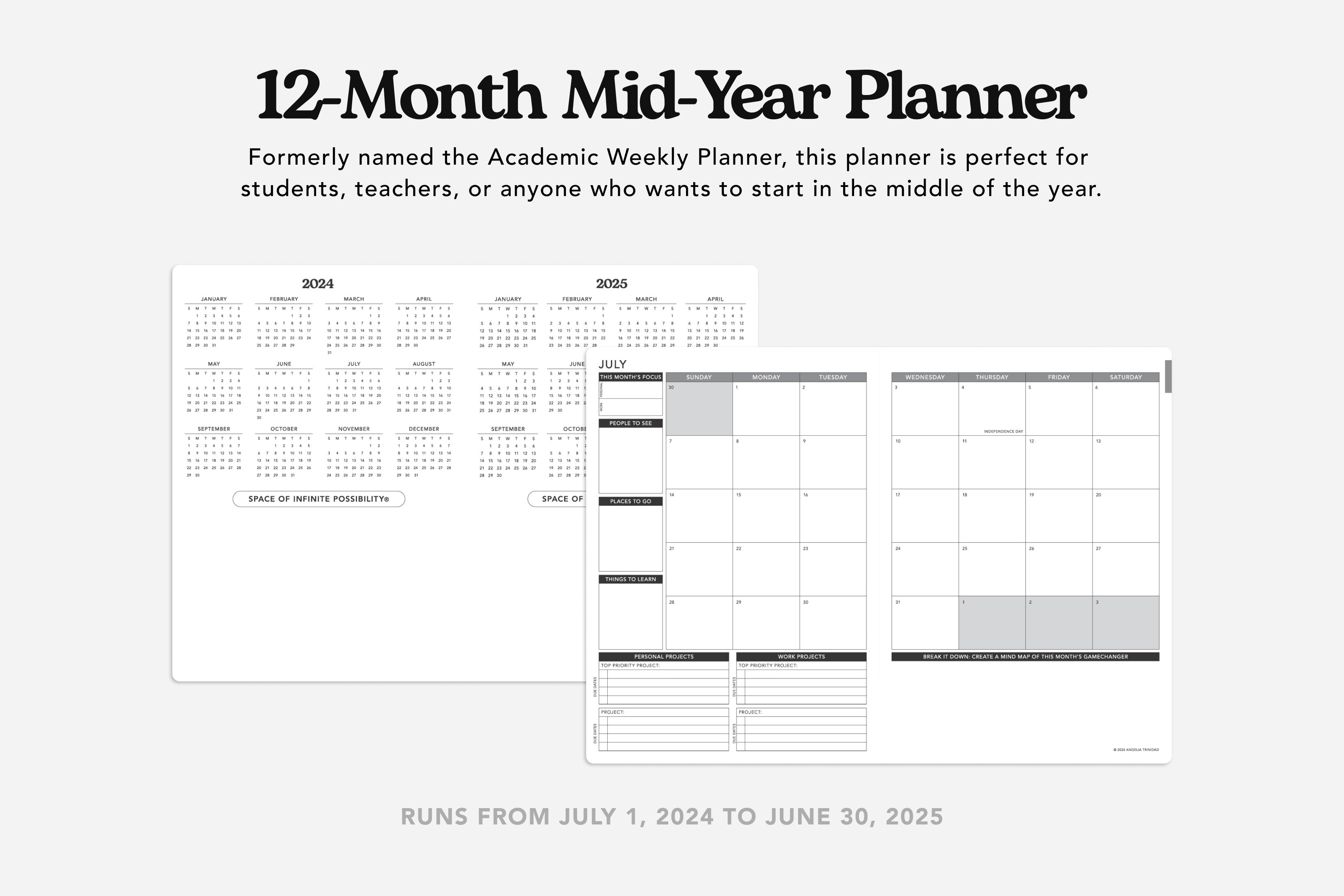 12-month mid-year planner