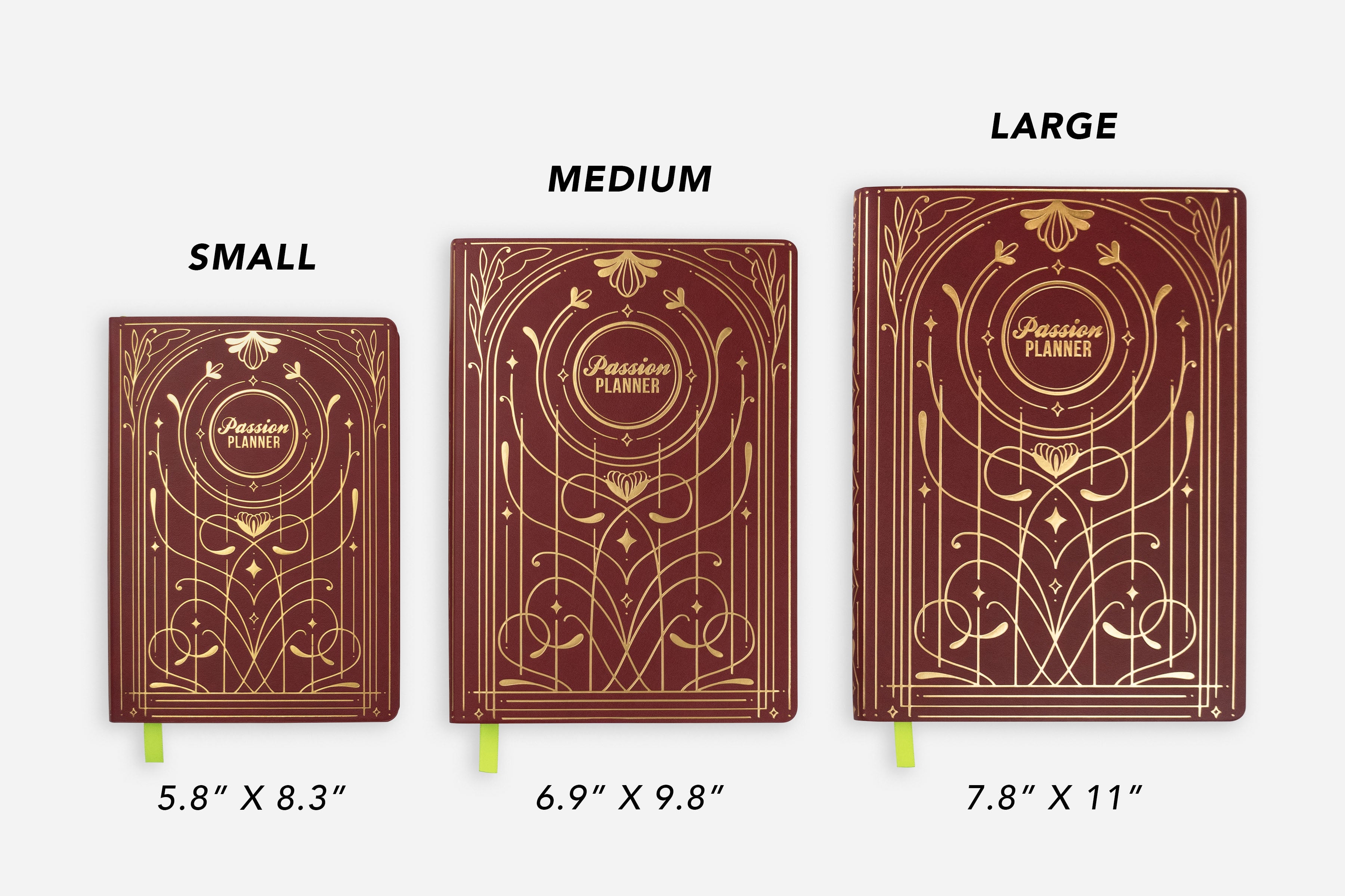 weekly planner size comparison