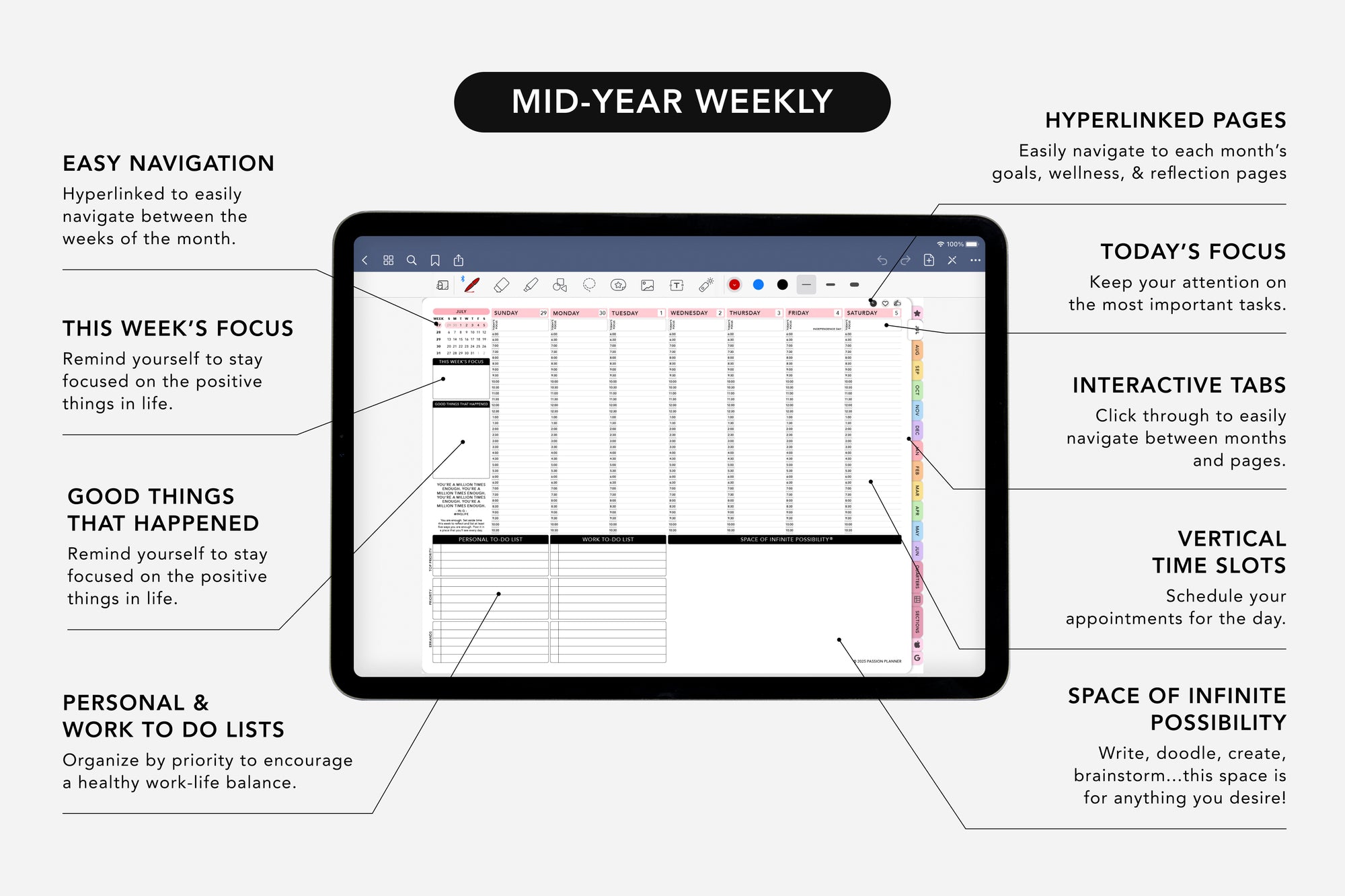 mid-year digital weekly planner