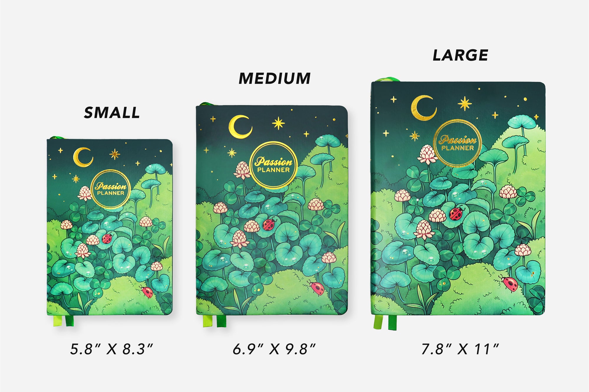 midnight meadows undated weekly planner sizes