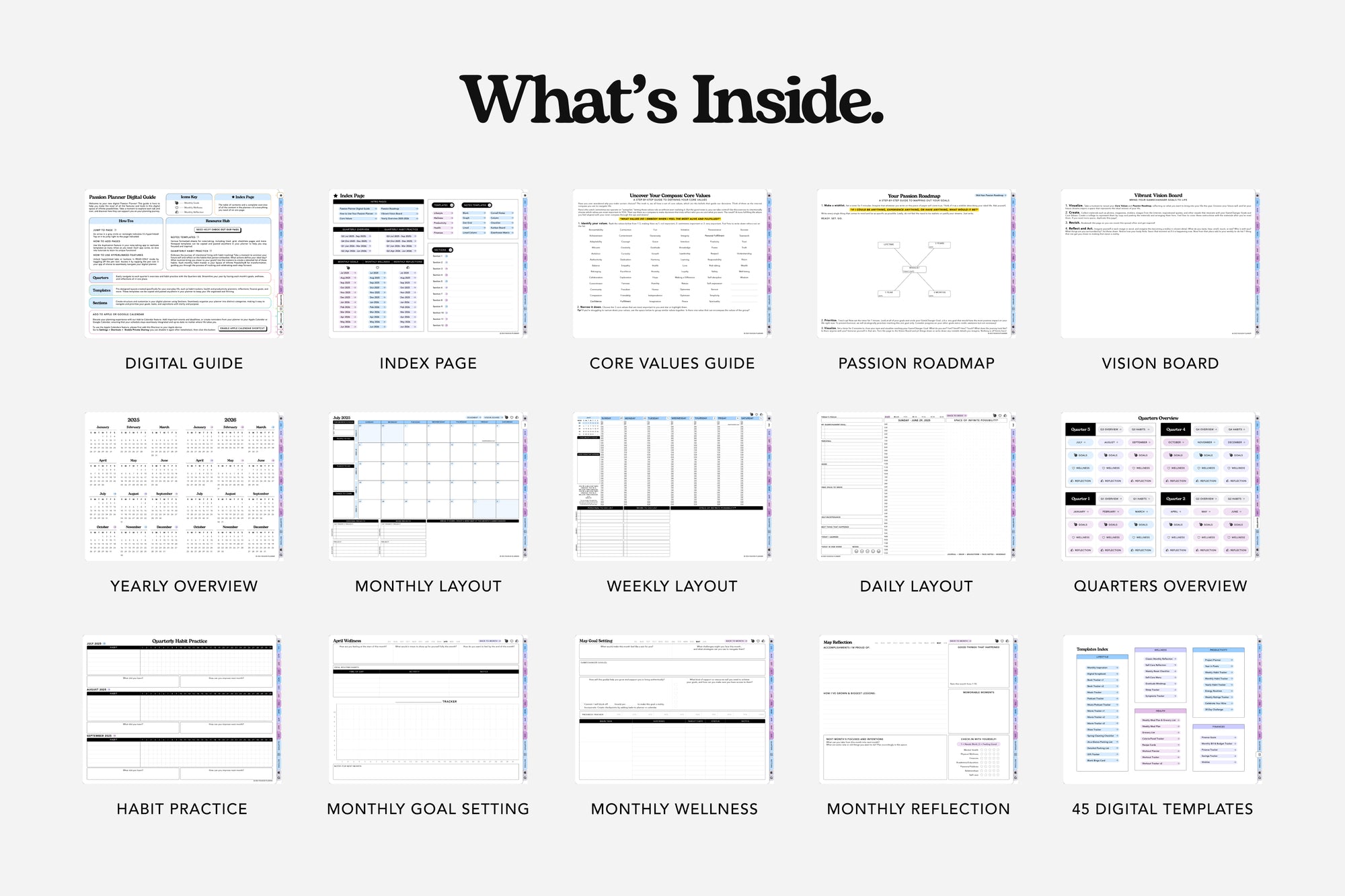 2025-2026 mid-year digital planner what's inside
